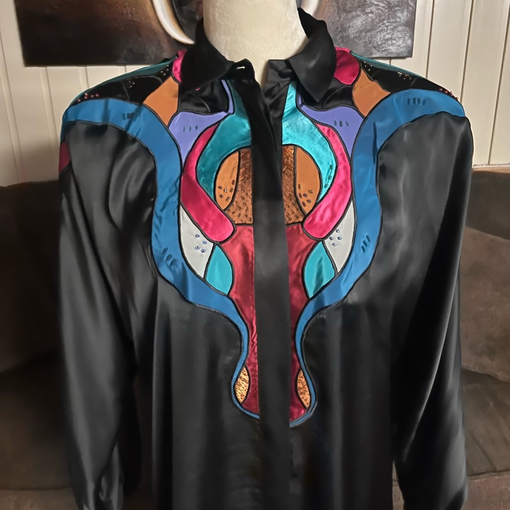 Sir James~ Size 8 Elegant Blouse Multi-Colors Abs… - image 2